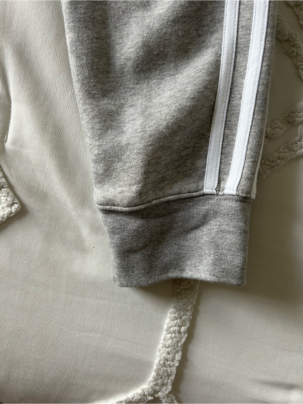 adidas Light Gray Joggers with White 3-Stripes - Picture 8 of 10